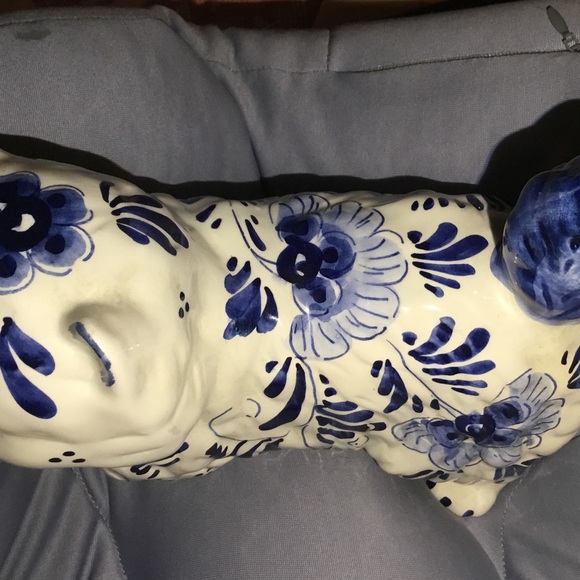 Vintage Delft Holland Blue and White  Porcelain 7.5” Cat Hand Painted - Picture 4 of 10